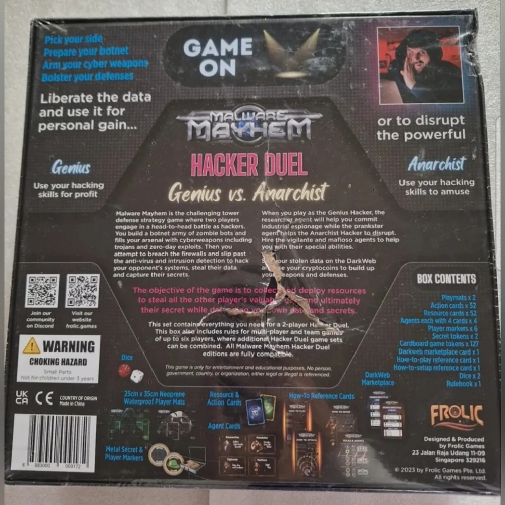 Frolic Board Game - Malware Mayhem - Hacker Duel Genius vs. Anarchist